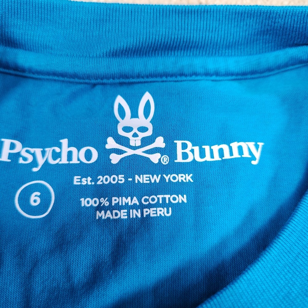 Psycho Bunny Shirt Men 6 Jordan Mesh Tee Blue Pima Cotton Wealth NEW - Picture 9 of 12
